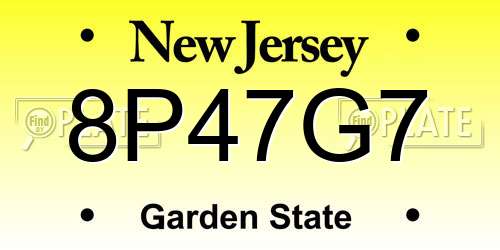 8P47G7 New Jersey License Plate