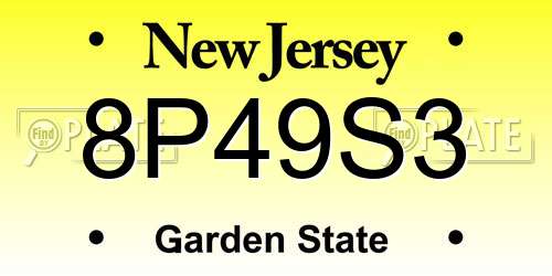 8P49S3 New Jersey License Plate