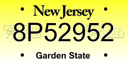 8P52952 New Jersey License Plate