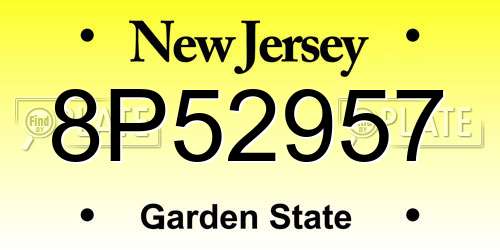 8P52957 New Jersey License Plate