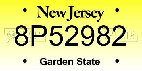 8P52982 New Jersey License Plate