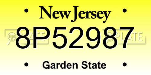 8P52987 New Jersey License Plate