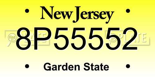8P55552 New Jersey License Plate