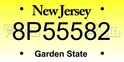 8P55582 New Jersey License Plate