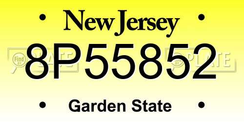 8P55852 New Jersey License Plate