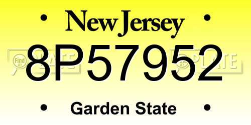 8P57952 New Jersey License Plate