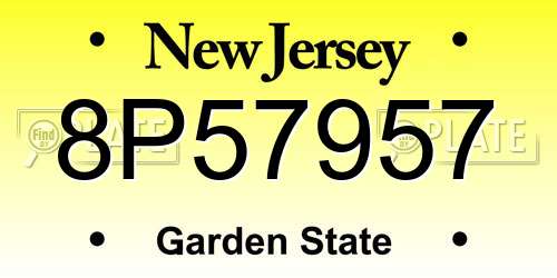 8P57957 New Jersey License Plate
