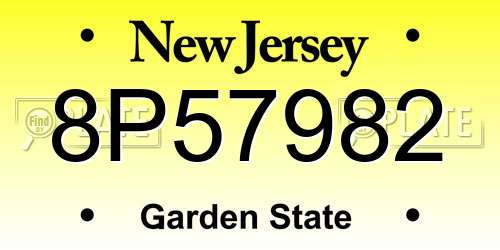 8P57982 New Jersey License Plate