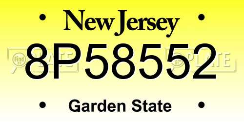 8P58552 New Jersey License Plate