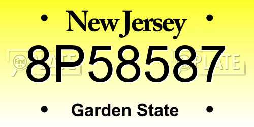 8P58587 New Jersey License Plate
