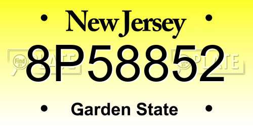 8P58852 New Jersey License Plate