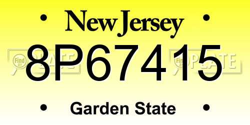 8P67415 New Jersey License Plate