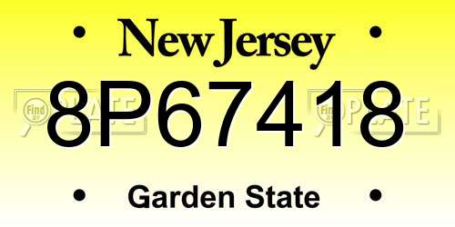 8P67418 New Jersey License Plate