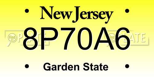 8P70A6 New Jersey License Plate
