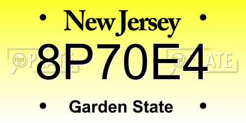 8P70E4 New Jersey License Plate