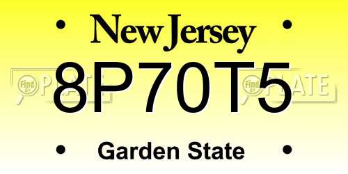 8P70T5 New Jersey License Plate