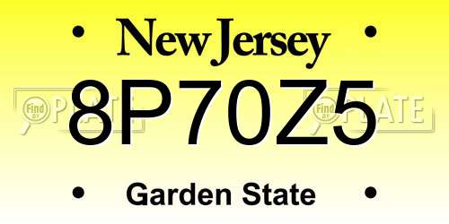 8P70Z5 New Jersey License Plate