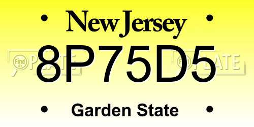 8P75D5 New Jersey License Plate