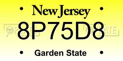 8P75D8 New Jersey License Plate