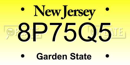 8P75Q5 New Jersey License Plate