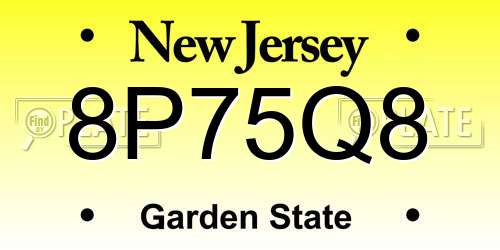 8P75Q8 New Jersey License Plate