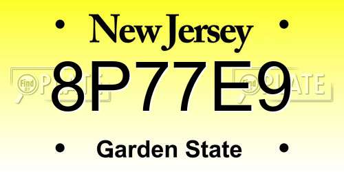 8P77E9 New Jersey License Plate