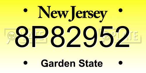 8P82952 New Jersey License Plate