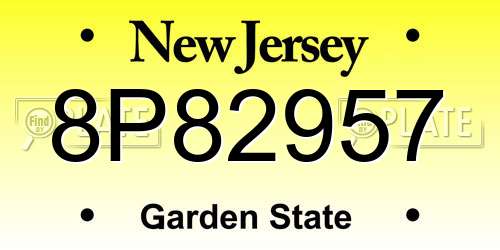 8P82957 New Jersey License Plate