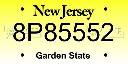 8P85552 New Jersey License Plate