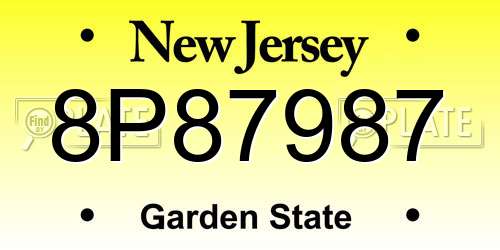 8P87987 New Jersey License Plate