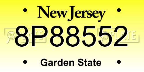 8P88552 New Jersey License Plate