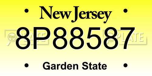 8P88587 New Jersey License Plate