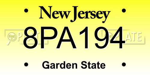 8PA194 New Jersey License Plate