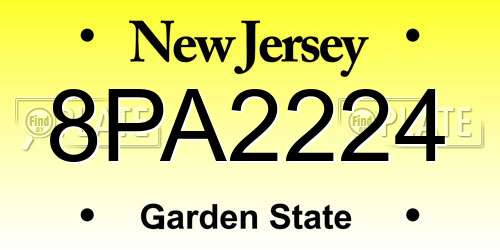 8PA2224 New Jersey License Plate