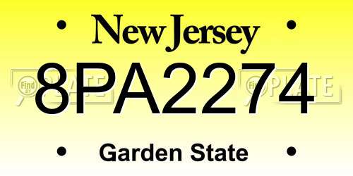 8PA2274 New Jersey License Plate
