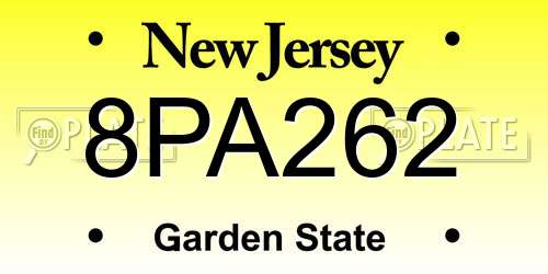 8PA262 New Jersey License Plate