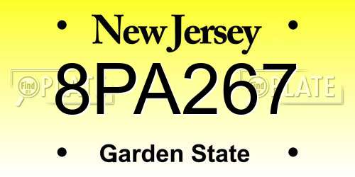 8PA267 New Jersey License Plate