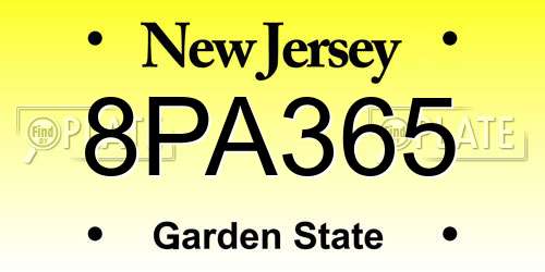 8PA365 New Jersey License Plate