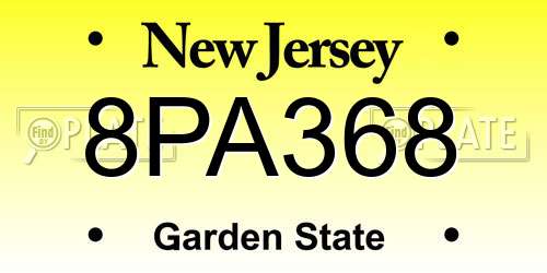 8PA368 New Jersey License Plate