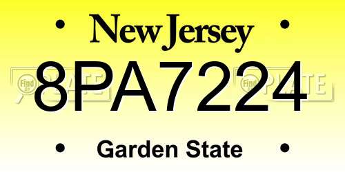 8PA7224 New Jersey License Plate