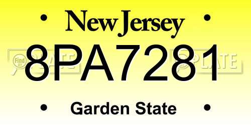 8PA7281 New Jersey License Plate