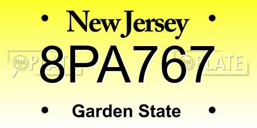 8PA767 New Jersey License Plate