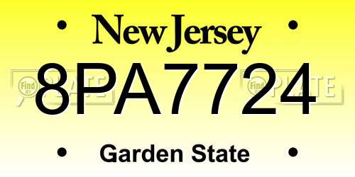 8PA7724 New Jersey License Plate