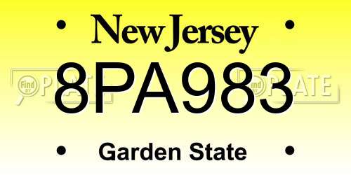 8PA983 New Jersey License Plate