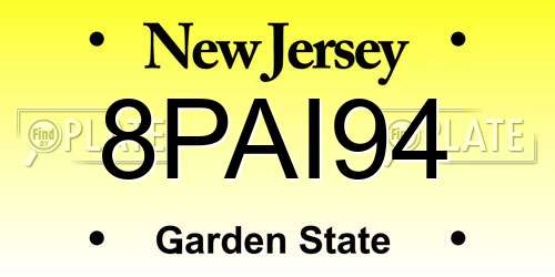 8PAI94 New Jersey License Plate