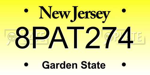 8PAT274 New Jersey License Plate