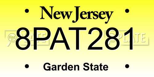 8PAT281 New Jersey License Plate