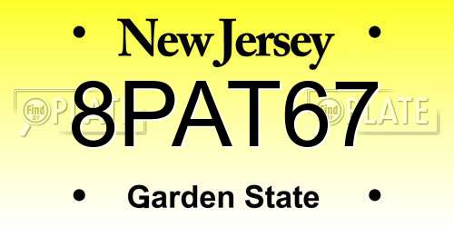 8PAT67 New Jersey License Plate