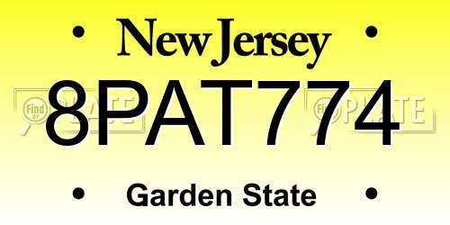 8PAT774 New Jersey License Plate