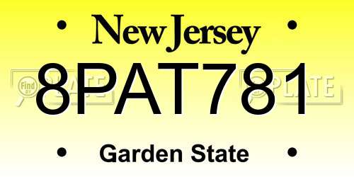 8PAT781 New Jersey License Plate